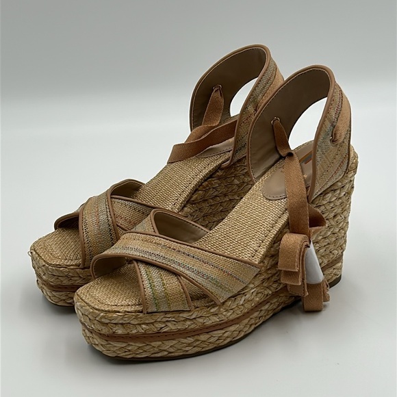 2454- Sam Edelman Chic Espadrille Wedge Sandals - Tan Size 9.5 NWT - Picture 3 of 8